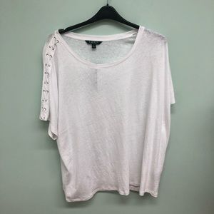 Lauren Ralph Lauren | Women's Laced Shoulder T-Shirt | White | Size 3X